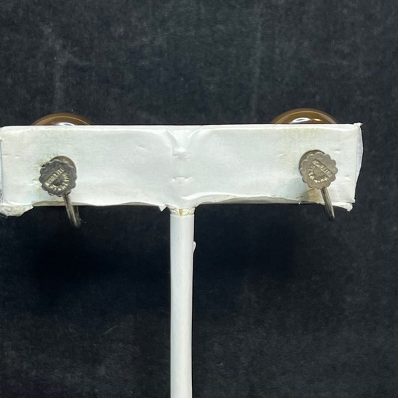 Richelieu Sterling Silver Lucite Moonglow Dome Button Screw Back Earrings (3508) - Picture 4 of 7